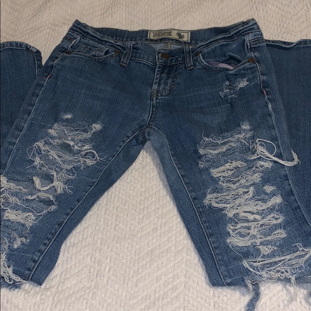 Pink Victoria Secret Distressed Jeans